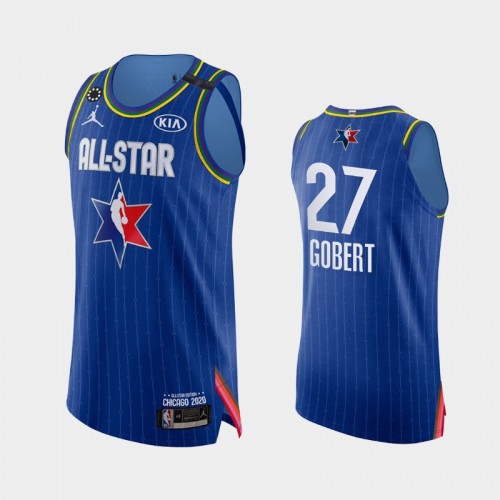 Men's 2020 NBA All-Star Game Jazz #27 Rudy Gobert Honor Kobe Bryant Authentic Jersey - Blue