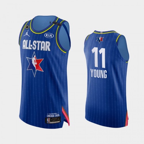 Men's 2020 NBA All-Star Game Hawks #11 Trae Young Honor Kobe Bryant Authentic Jersey - Blue