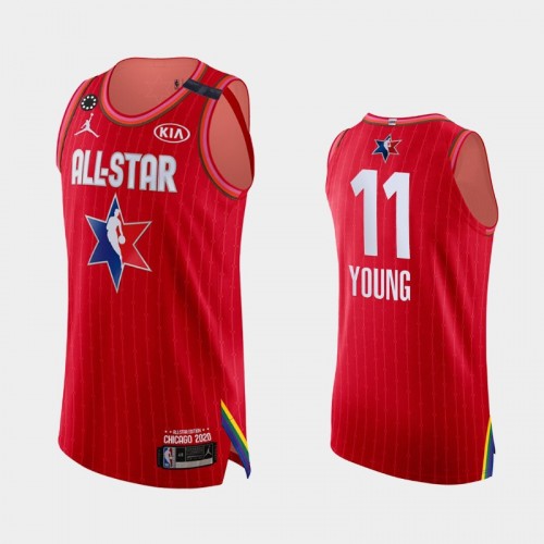 Men's 2020 NBA All-Star Game Hawks #11 Trae Young Honor Kobe Bryant Authentic Jersey - Red