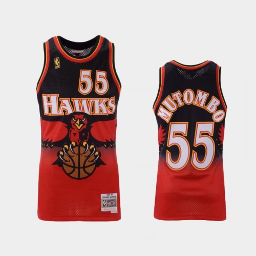 Men's Atlanta Hawks #55 Dikembe Mutombo Red 1996-97 Hardwood Classics Jersey