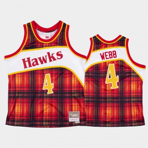 Men's Atlanta Hawks #4 Spud Webb Red Private School Hardwood Classics Jersey