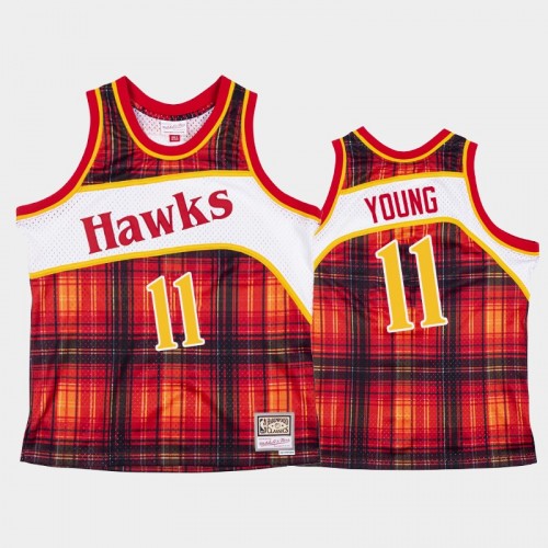 Men's Atlanta Hawks #11 Trae Young Red Private School Hardwood Classics Jersey