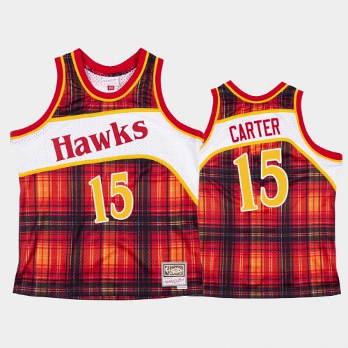 Men's Atlanta Hawks #15 Vince Carter Red Private School Hardwood Classics Jersey