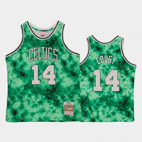 Men's Boston Celtics #14 Bob Cousy Green Galaxy Jersey