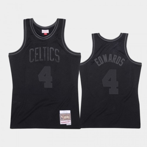 Men's Boston Celtics #4 Carsen Edwards Black 1985-86 Throwback Tonal Hardwood Classics Jersey