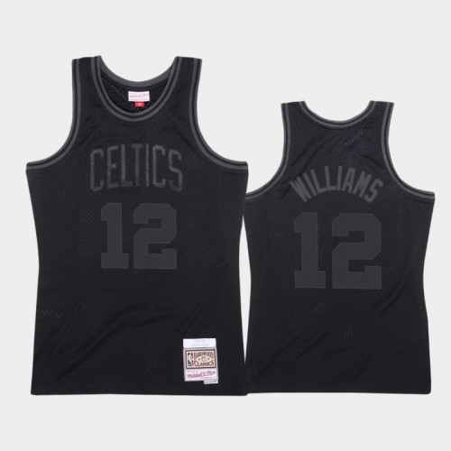 Men's Boston Celtics #12 Grant Williams Black 1985-86 Throwback Tonal Hardwood Classics Jersey