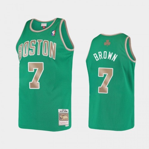 Men's Boston Celtics #7 Jaylen Brown Kelly Green Hardwood Classics Jersey