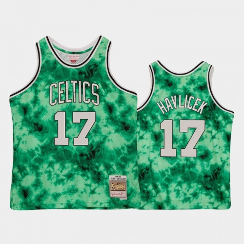 Men's Boston Celtics #17 John Havlicek Green Galaxy Jersey