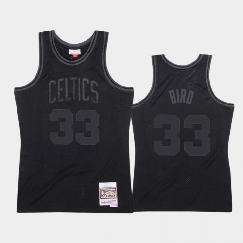 Men's Boston Celtics #33 Larry Bird Black 1985-86 Throwback Tonal Hardwood Classics Jersey