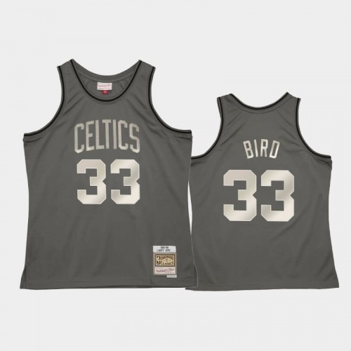 Boston Celtics #33 Larry Bird Gray Metal Works Jersey