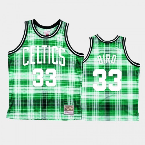 Men's Boston Celtics #33 Larry Bird Green Private School Hardwood Classics Jersey