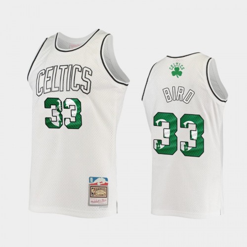 Men's Boston Celtics #33 Larry Bird White 2021 Hardwood Classics Swingman Jersey