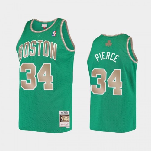 Men's Boston Celtics #34 Paul Pierce Kelly Green Hardwood Classics Jersey