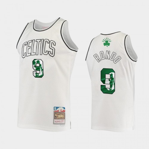 Men's Boston Celtics #9 Rajon Rondo White 2021 Hardwood Classics Swingman Jersey