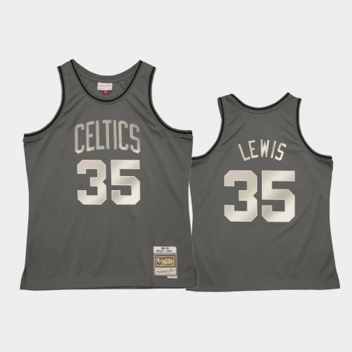 Boston Celtics #35 Reggie Lewis Gray Metal Works Jersey