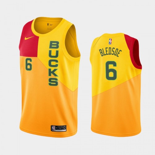 Men's Milwaukee Bucks #6 Eric Bledsoe Yellow 2018-19 City Jersey