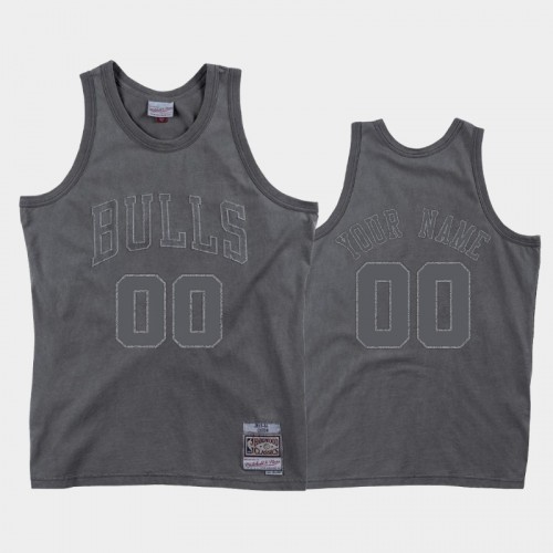 Men's Chicago Bulls #00 Custom Gray Washed Out Jersey