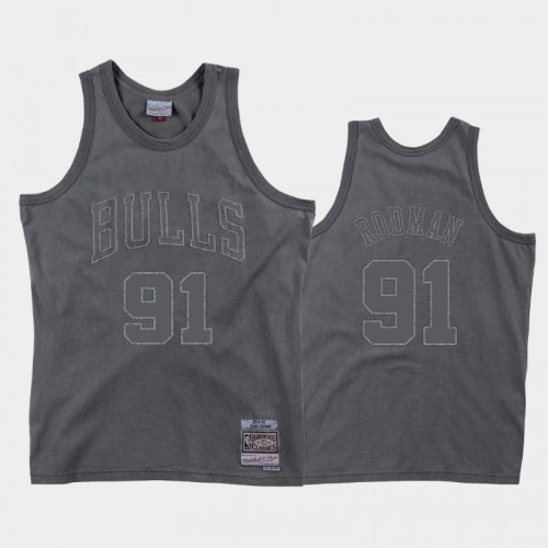 Men's Chicago Bulls #91 Dennis Rodman Gray Washed Out Jersey