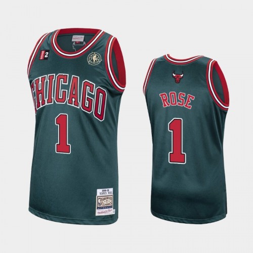 Men's 2008-09 Chicago Bulls #1 Derrick Rose Green Hardwood Classics Jersey