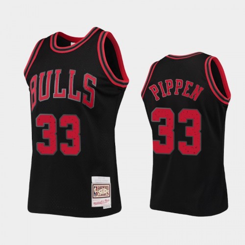 Men's Chicago Bulls #33 Scottie Pippen Black Rings Collection Jersey