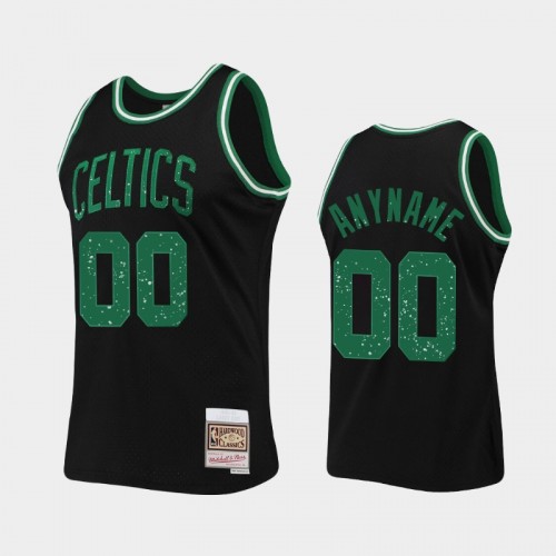 Men's Boston Celtics #00 Custom Black Rings Collection Jersey