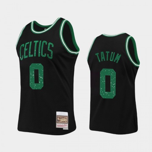 Men's Boston Celtics #0 Jayson Tatum Black Rings Collection Jersey