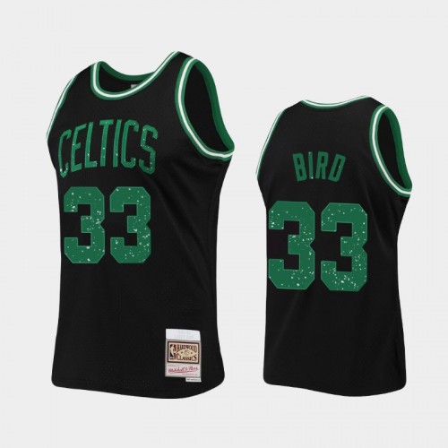 Men's Boston Celtics #33 Larry Bird Black Rings Collection Jersey