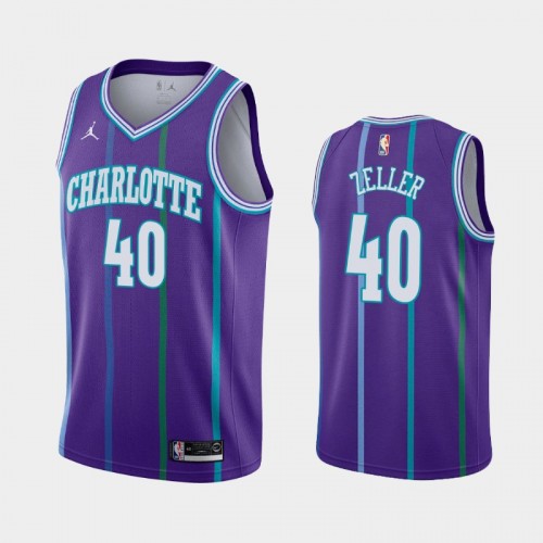 Men's Charlotte Hornets #40 Cody Zeller Purple 2019-20 Hardwood Classics Jersey