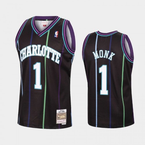Charlotte Hornets #1 Malik Monk Black Reload Hardwood Classics Jersey