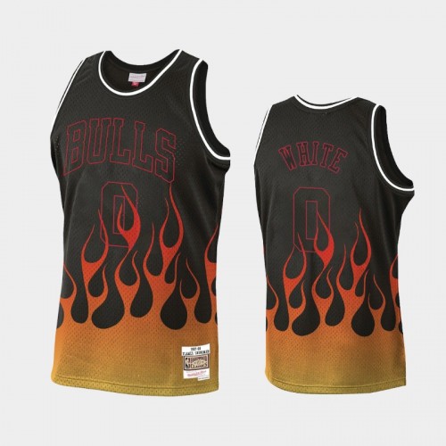 Men's Chicago Bulls #0 Coby White Black Flames Jersey