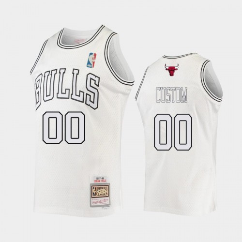 Men's Chicago Bulls #00 Custom White 2021 Hardwood Classics Out Swingman Jersey