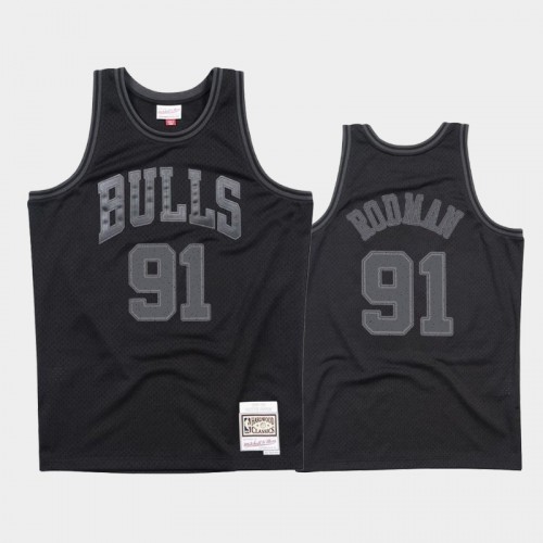 Chicago Bulls #91 Dennis Rodman Black 1997-98 Throwback Tonal Hardwood Classics Jersey