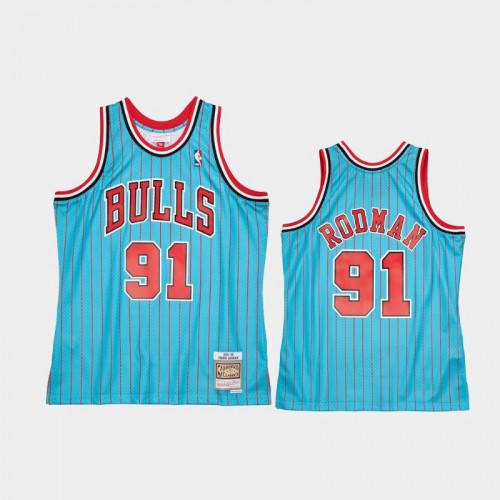 Men's Chicago Bulls #91 Dennis Rodman Blue 1995-96 Reload 2.0 Jersey