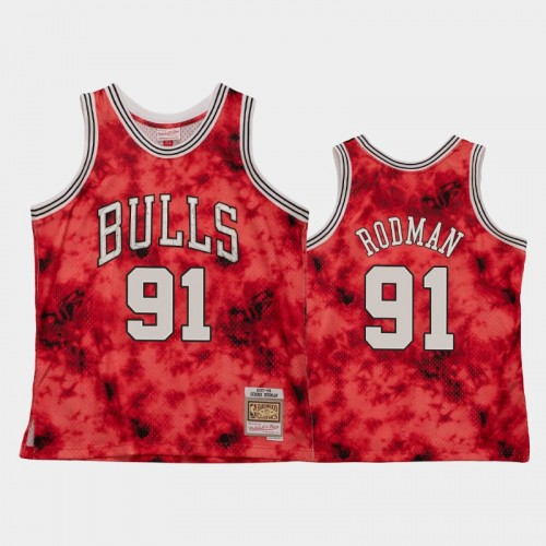 Men's Chicago Bulls #91 Dennis Rodman Red Galaxy Jersey