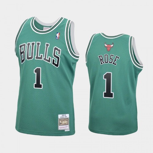 Men's Chicago Bulls #1 Derrick Rose Green 2008-09 Hardwood Classics Jersey