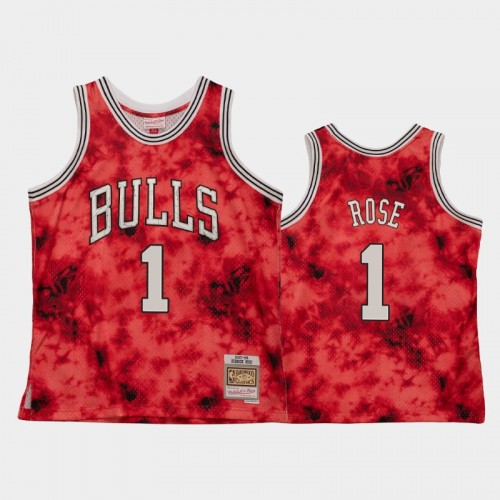 Men's Chicago Bulls #1 Derrick Rose Red Galaxy Jersey