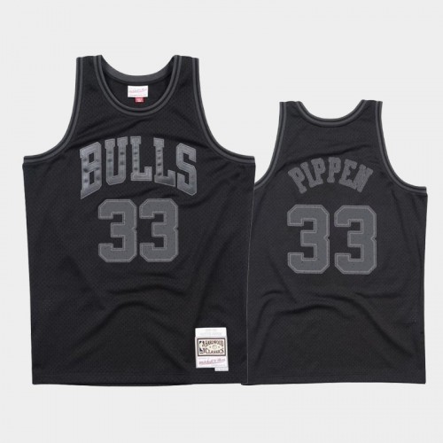Chicago Bulls #33 Scottie Pippen Black 1997-98 Throwback Tonal Hardwood Classics Jersey