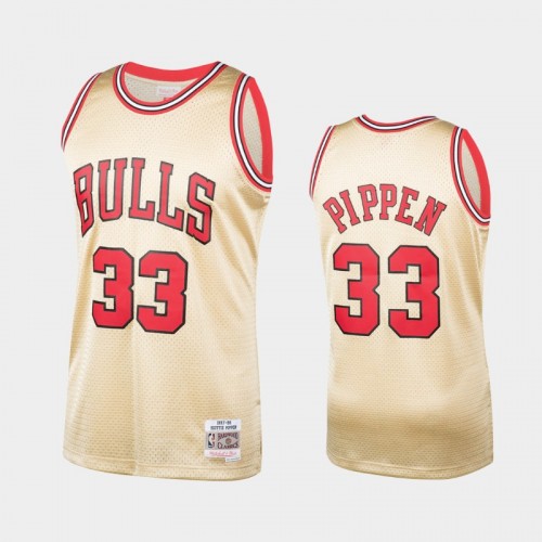 Men's Chicago Bulls #33 Scottie Pippen Gold 1997-98 Hardwood Classics Jersey