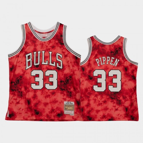 Men's Chicago Bulls #33 Scottie Pippen Red Galaxy Jersey