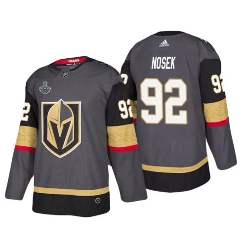 #92 Tomas Nosek Grey 2018 Stanley Cup Final Bound Patch Authentic Player Jersey