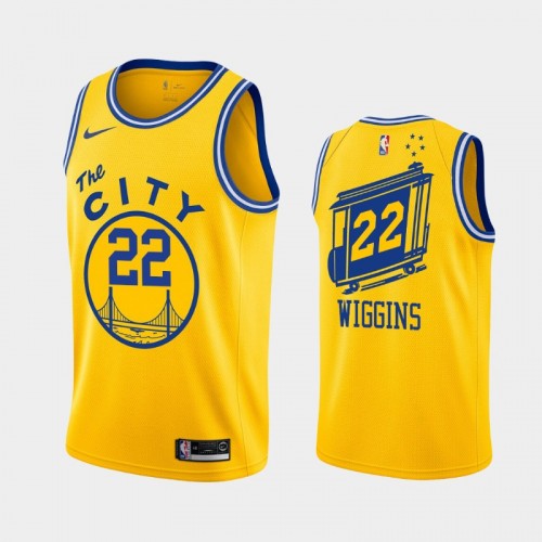 Men's Golden State Warriors #22 Andrew Wiggins Yellow 2019-20 Hardwood Classics Jersey