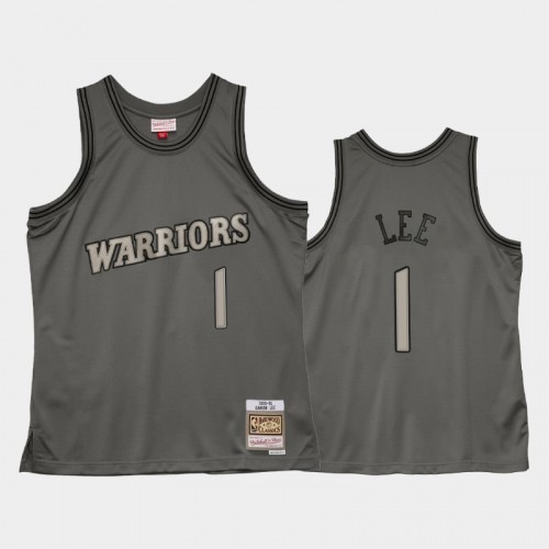 Men's Golden State Warriors #1 Damion Lee Gray Metal Works Hardwood Classics Jersey