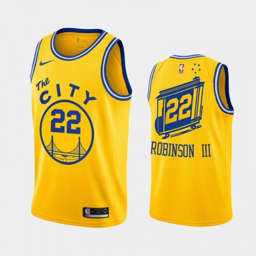 Men's Golden State Warriors #22 Glenn Robinson III Gold 2019-20 Hardwood Classics Jersey