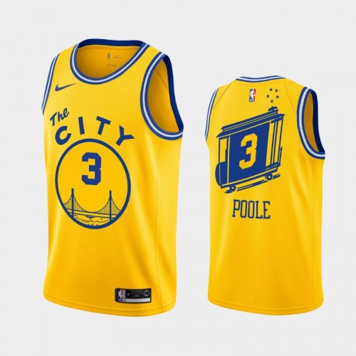 Men's Golden State Warriors #3 Jordan Poole Gold 2019-20 Hardwood Classics Jersey