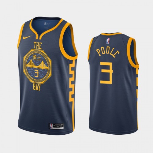 Men's Golden State Warriors #3 Jordan Poole Navy City Jersey - 2019 NBA Draft