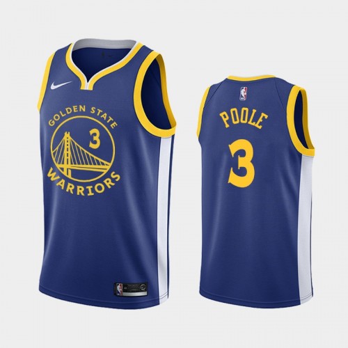 Men's Golden State Warriors #3 Jordan Poole Royal Icon Jersey - 2019 NBA Draft