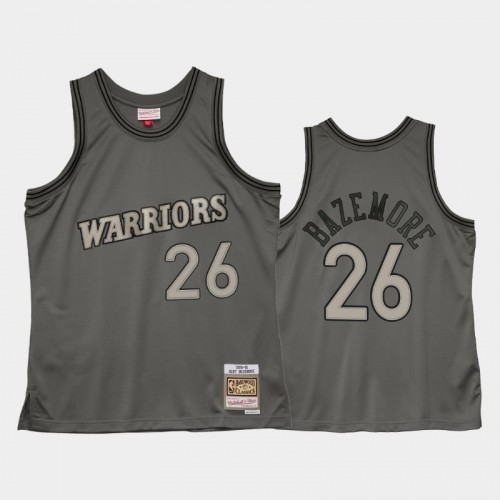 Men's Golden State Warriors #26 Kent Bazemore Gray Metal Works Hardwood Classics Jersey