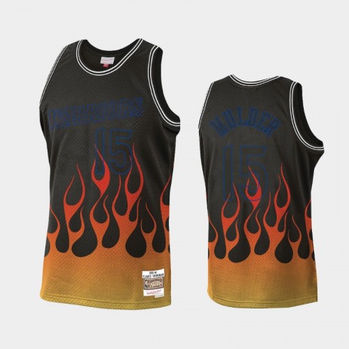 Men's Golden State Warriors #15 Mychal Mulder Black Flames Jersey