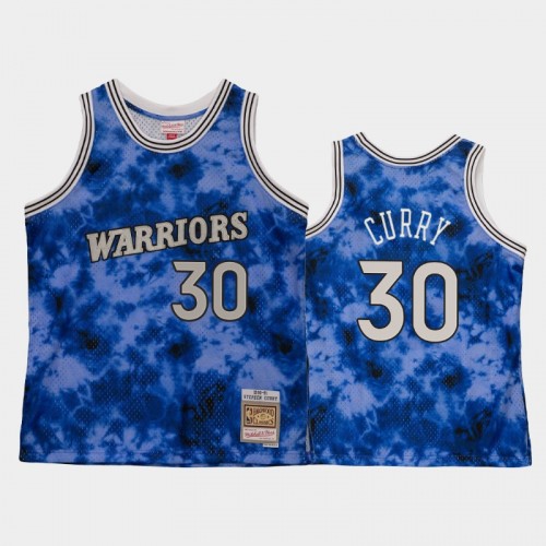 Men's Golden State Warriors #30 Stephen Curry Blue Galaxy Jersey