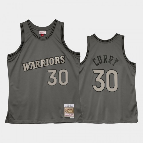 Men's Golden State Warriors #30 Stephen Curry Gray Metal Works Hardwood Classics Jersey